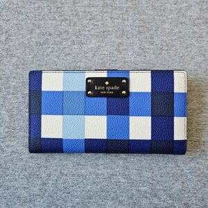 Kate Spade New York Grove Street Printed Wallet Blue & White Pacific Gingham
